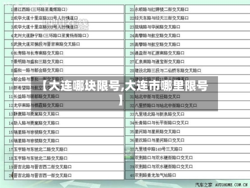 【大连哪块限号,大连市哪里限号】