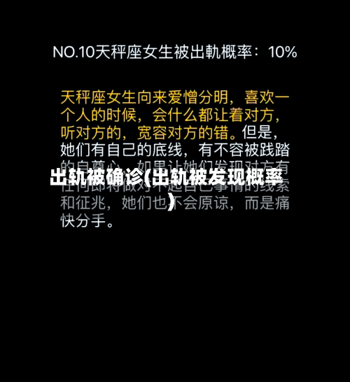 出轨被确诊(出轨被发现概率)