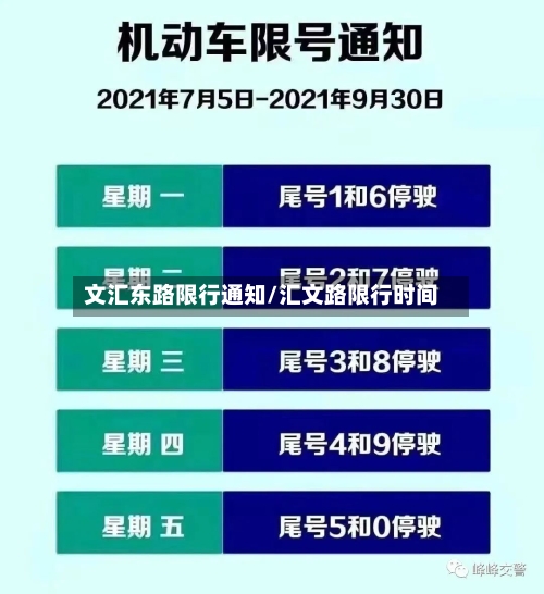 文汇东路限行通知/汇文路限行时间