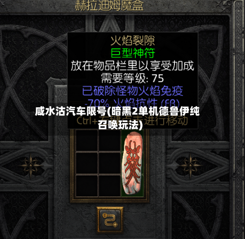 咸水沽汽车限号(暗黑2单机德鲁伊纯召唤玩法)-第2张图片